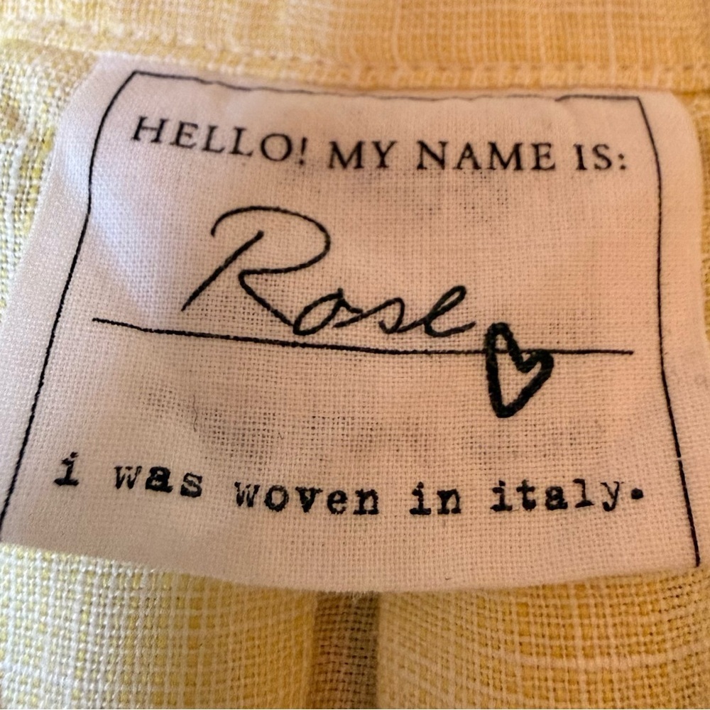Frank & Eileen | Rory Short Sleeve Button Down Linen Shirt in Yellow | Sz XS - Picture 8 of 12